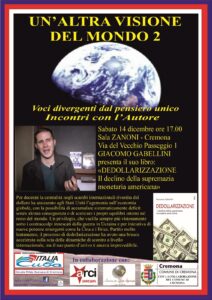 II edizione "UN'ALTRA VISIONE DEL MONDO" - APPUNTAMENTO - sabato 14 dicembre - ore 17 - Cremona